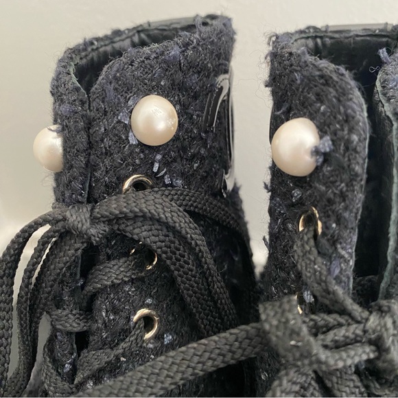 Chanel Lace Up Tweed Combat Boots - Picture 6 of 8